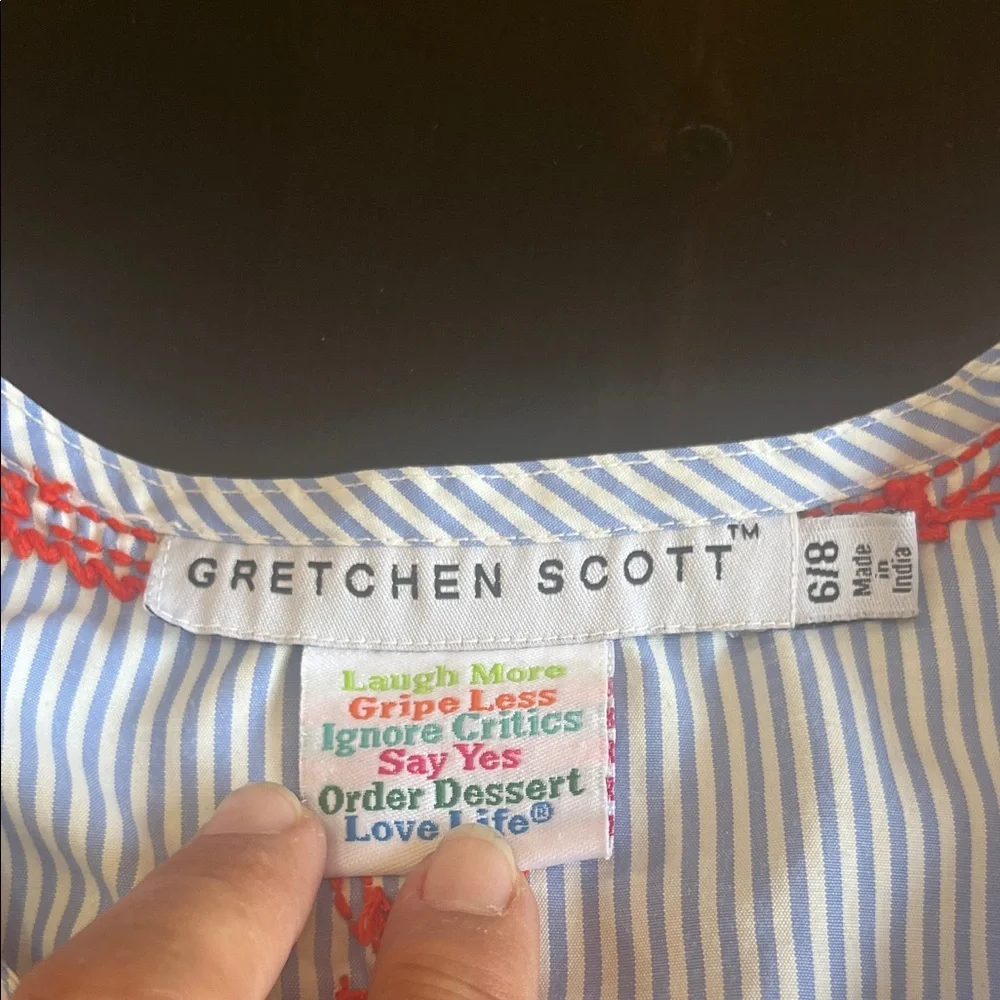 Gretchen Scott Designs Kids Casual Dress - White with Red Anchors